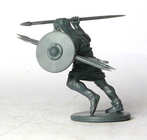 miniature Armoured plastic Iberian Warrior holding Spear  and round shield