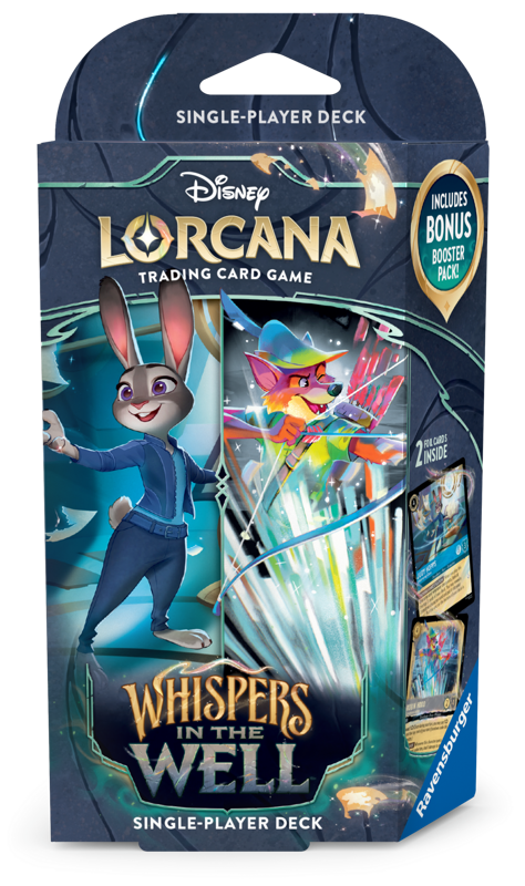 Disney Lorcana trading card game single-player deck packaging with characters and text.