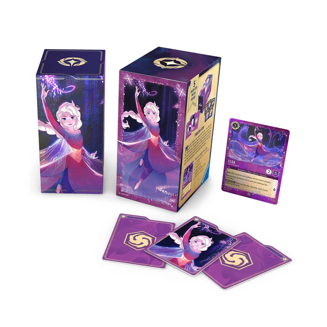Card game packaging with character illustrations on a white background