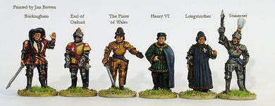 WR12 Lancastrian command on foot (Henry VI, Prince of Wales, Somerset, Oxford, Buckingham and Longstrother)