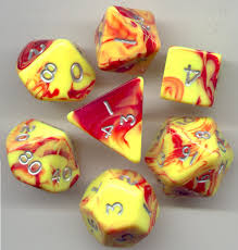 'Toxic' poly dice set (Red & Yellow