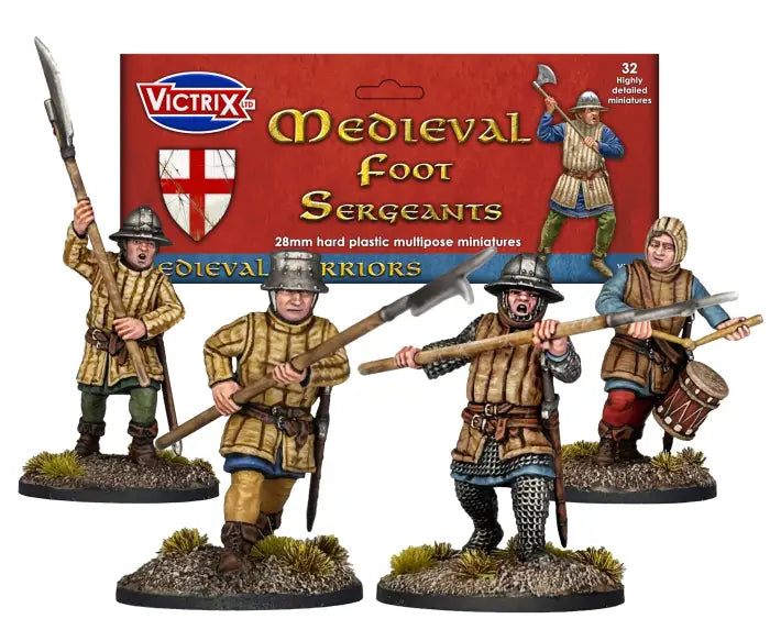 Set of medieval miniatures with Victrix packaging in the background