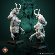 Load image into Gallery viewer, 3D-Printed-Demon-Huntress-Bust-White-Werewolf-Tavern