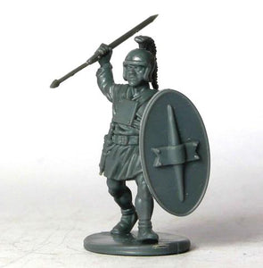 armoured Iberian Warrior holding Spear and long Oval Shield