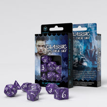 Load image into Gallery viewer, Classic RPG Lavender &amp; White Dice Set (7)