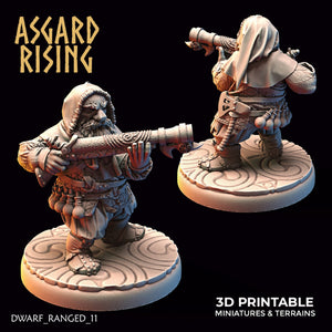 Dwarf Ranged: Dwarves in Hooded clothes with Firearms