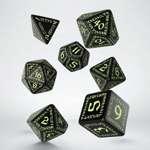 Runic Black & glow-in-the-dark Dice Set (7)