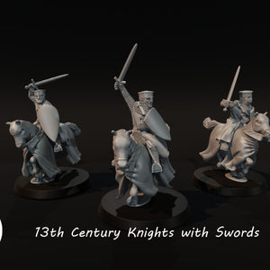 3D Printed - 13th Century Knights with Swords.