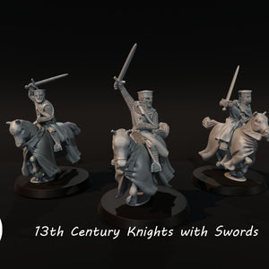 3D Printed - 13th Century Knights with Swords.