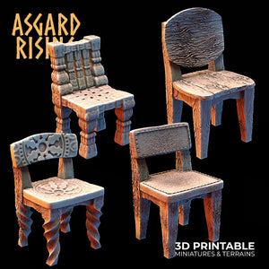 Scale model tavern 3D printed chairs